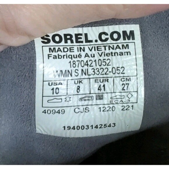 NWOT Sorel Evie US Sz 10 Gray Suede Ankle Booties Lace Up Wedge Weatherproof - Picture 9 of 16